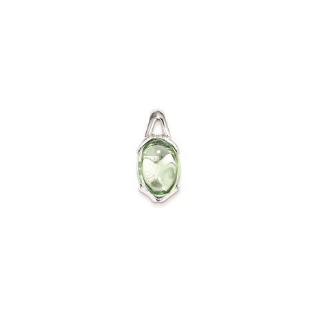 Sterling Silver Pendant with Prasiolite, Oval Cabochon Design, Modern Minimalist Jewelry