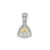 Sterling Silver Pendant with Trillion Cut Citrine and Ornate Openwork Bail