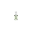 Sterling Silver Pendant with Faceted Prasiolite, Rectangular Charm, Modern Textured Bail