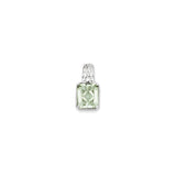 Sterling Silver Pendant with Faceted Prasiolite, Rectangular Charm, Modern Textured Bail