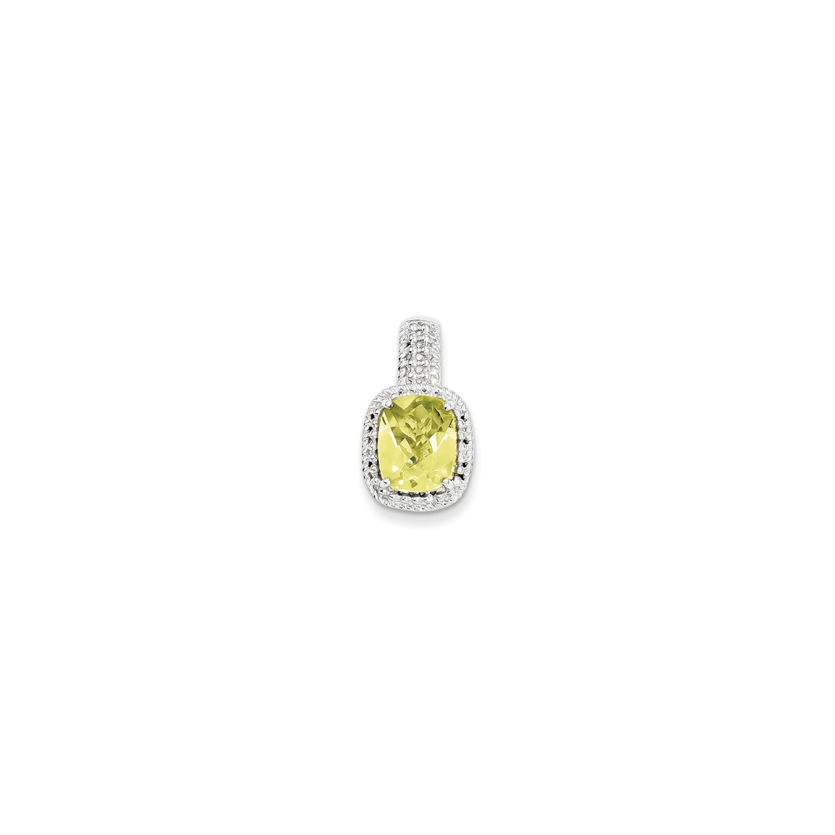 Sterling Silver Pendant with Lemon Quartz Oval Gemstone in Decorative Setting