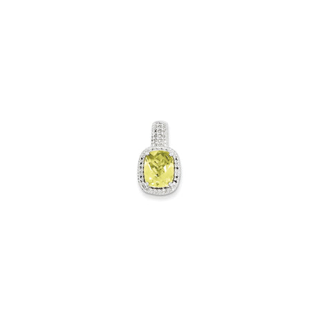 Sterling Silver Pendant with Lemon Quartz Oval Gemstone in Decorative Setting