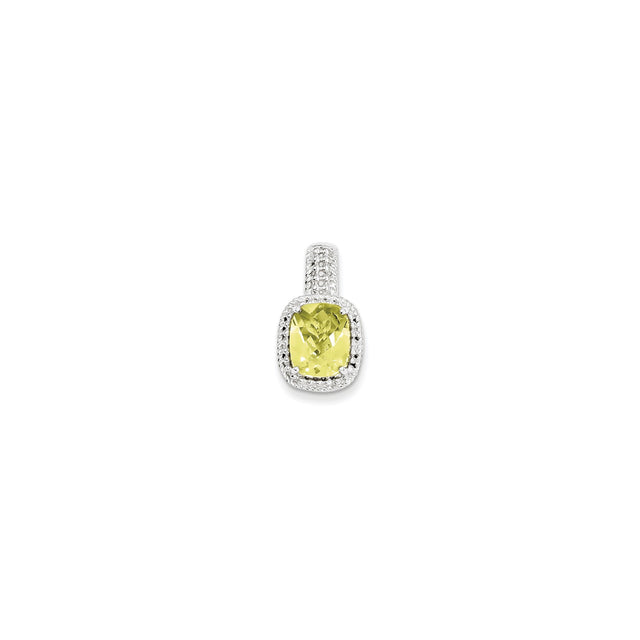 Sterling Silver Pendant with Lemon Quartz Oval Gemstone in Decorative Setting