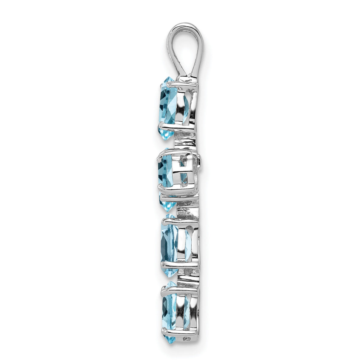 Blue Topaz Cross 28x20mm 1.66ct Charm Pendant in Real 925 Sterling Silver