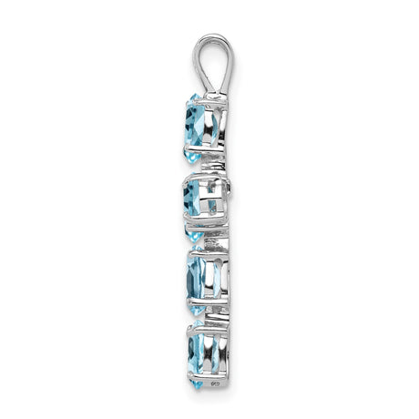 Sterling Silver Cross Pendant with Swiss Blue Topaz, Modern Inspirational Design
