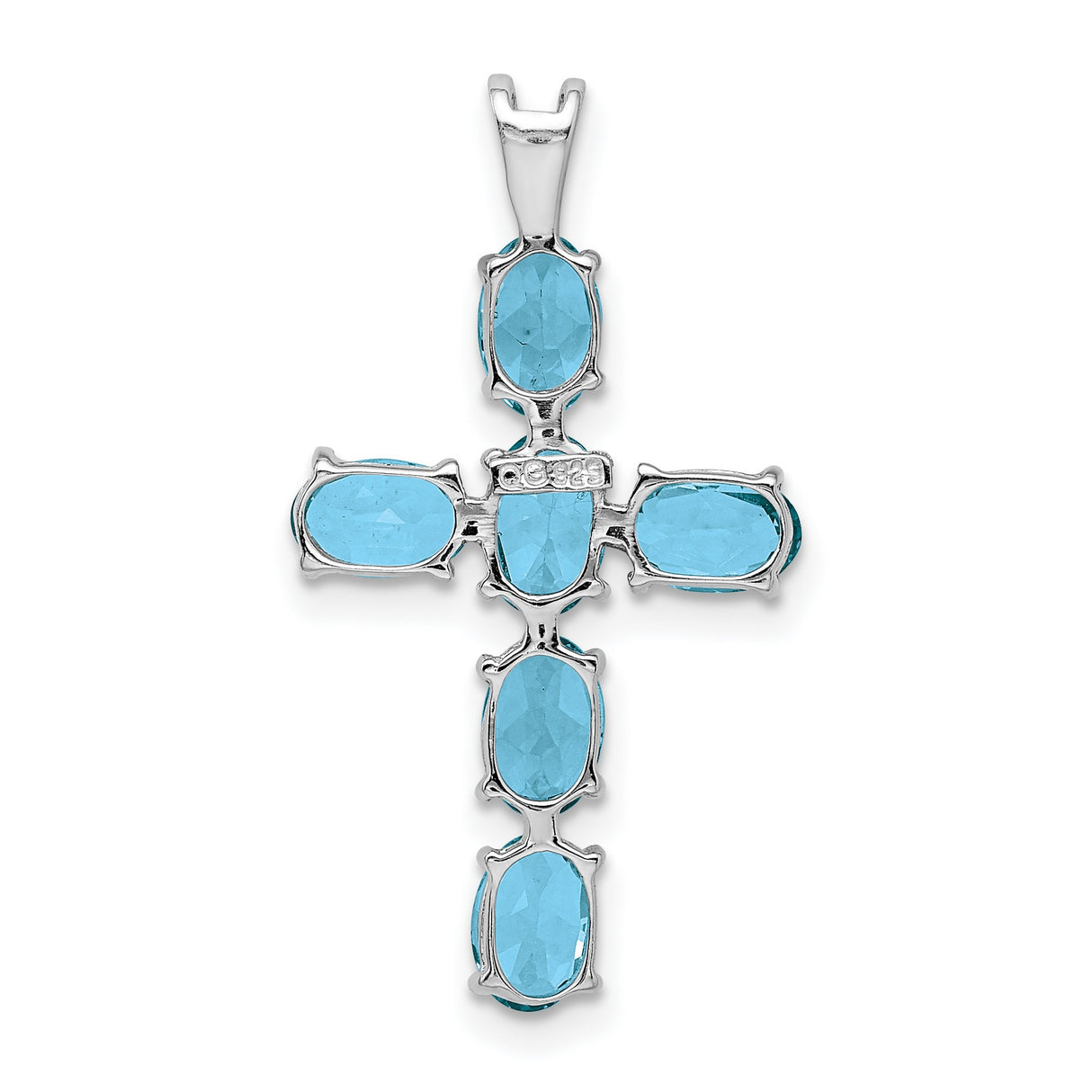 Blue Topaz Cross 28x20mm 1.66ct Charm Pendant in Real 925 Sterling Silver