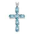 Blue Topaz Cross 28x20mm 1.66ct Charm Pendant in Real 925 Sterling Silver