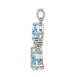 Sterling Silver Pendant with Sky Blue Topaz Square and Pear Shaped Gemstones