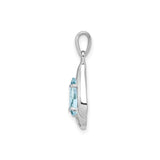 Sterling Silver Pendant with Pear-Shaped Aquamarine and Diamond Accents, Teardrop Design for Women