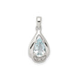 Sterling Silver Pendant with Pear-Shaped Aquamarine and Diamond Accents, Teardrop Design for Women