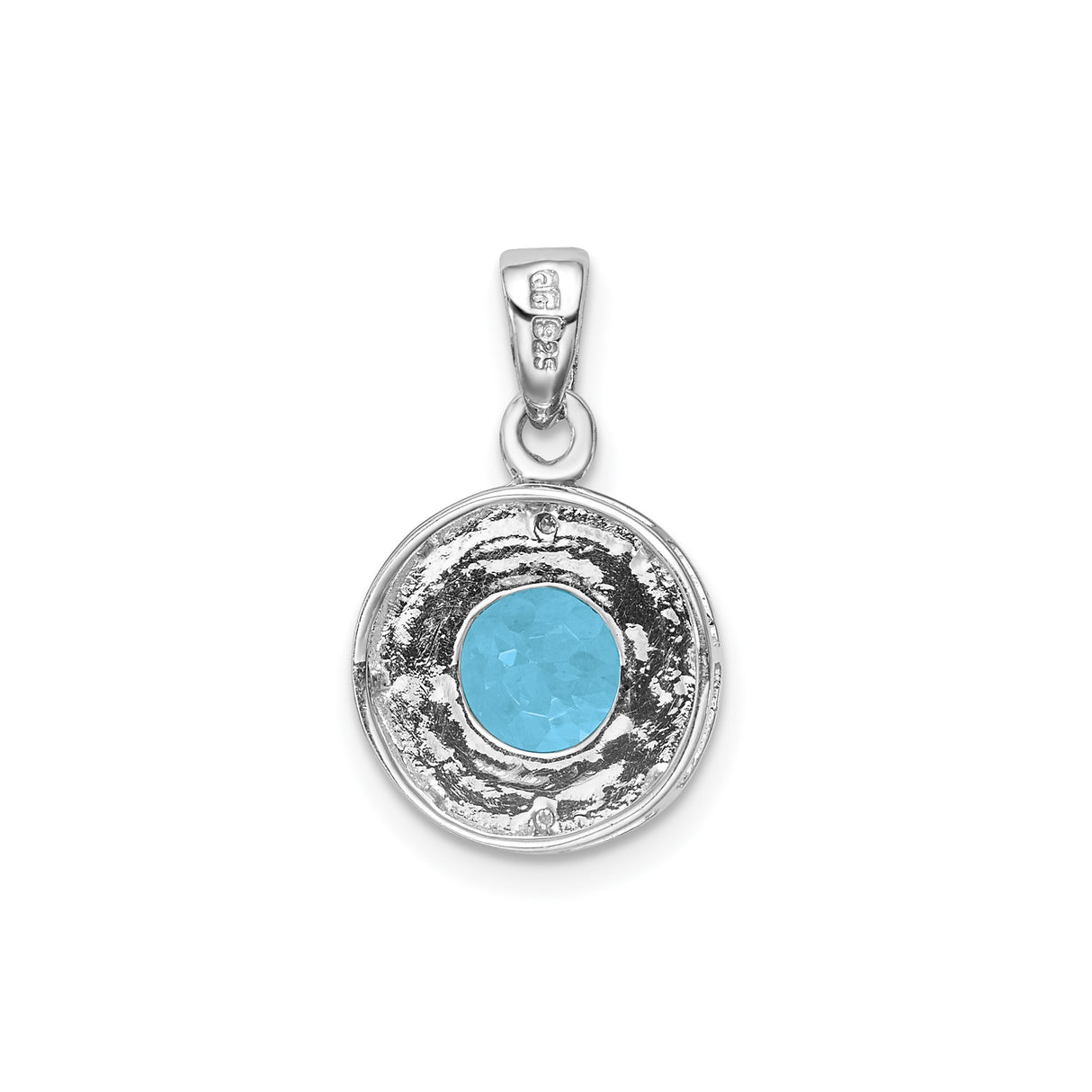 Sterling Silver Pendant with Swiss Blue Topaz and Diamond Accents, Minimalist Birthstone Jewelry