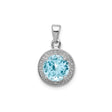 Sterling Silver Pendant with Swiss Blue Topaz and Diamond Accents, Minimalist Birthstone Jewelry