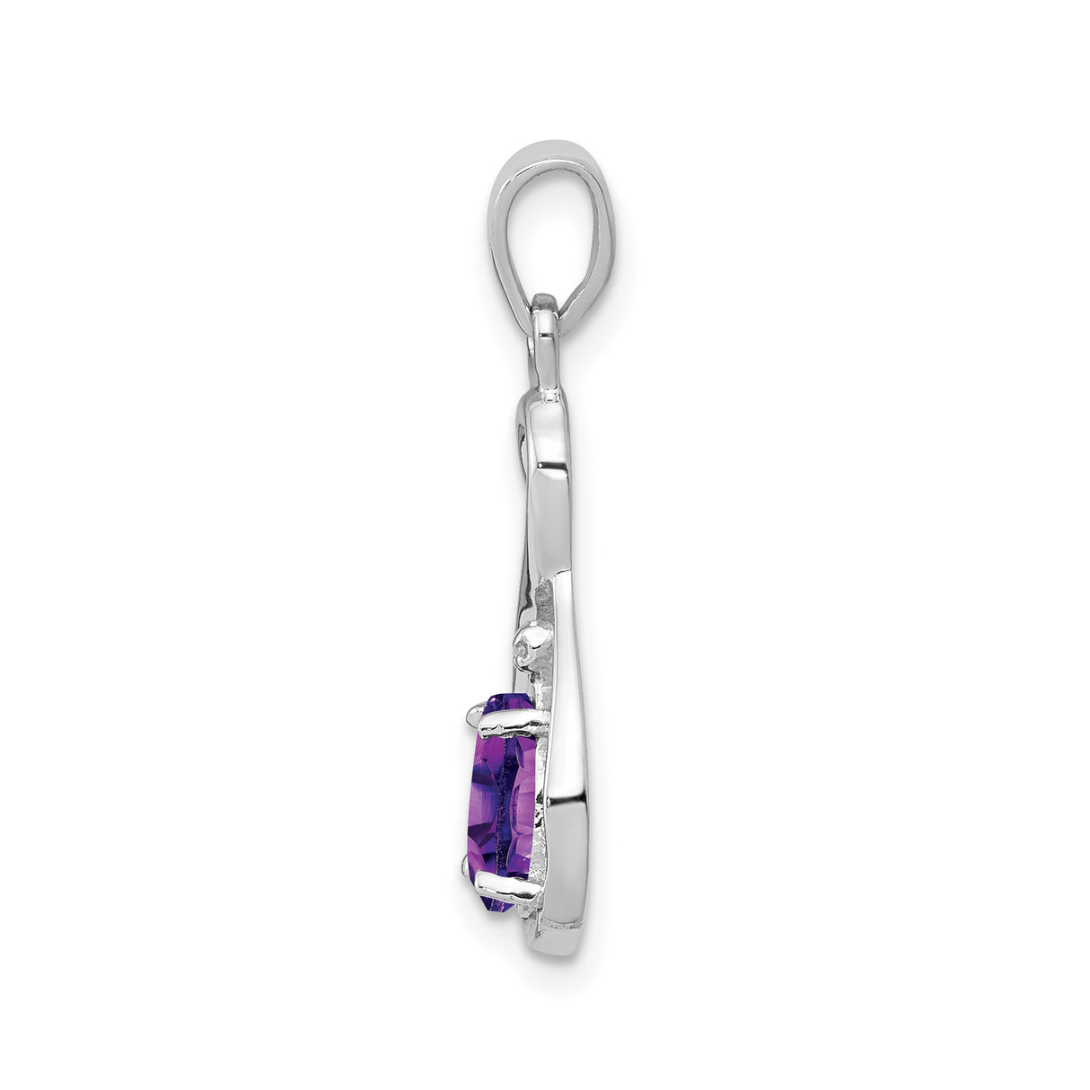 Sterling Silver Infinity Pendant with Pear-Shaped Amethyst and Diamond Accent