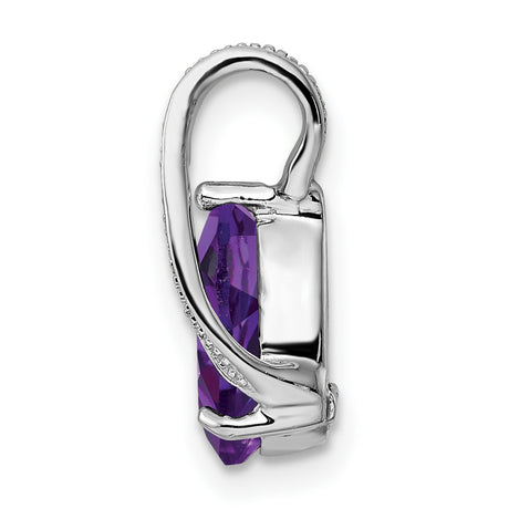Amethyst and Diamond Teardrop 16x9mm 1.34ct Charm Pendant in Real 925 Sterling Silver