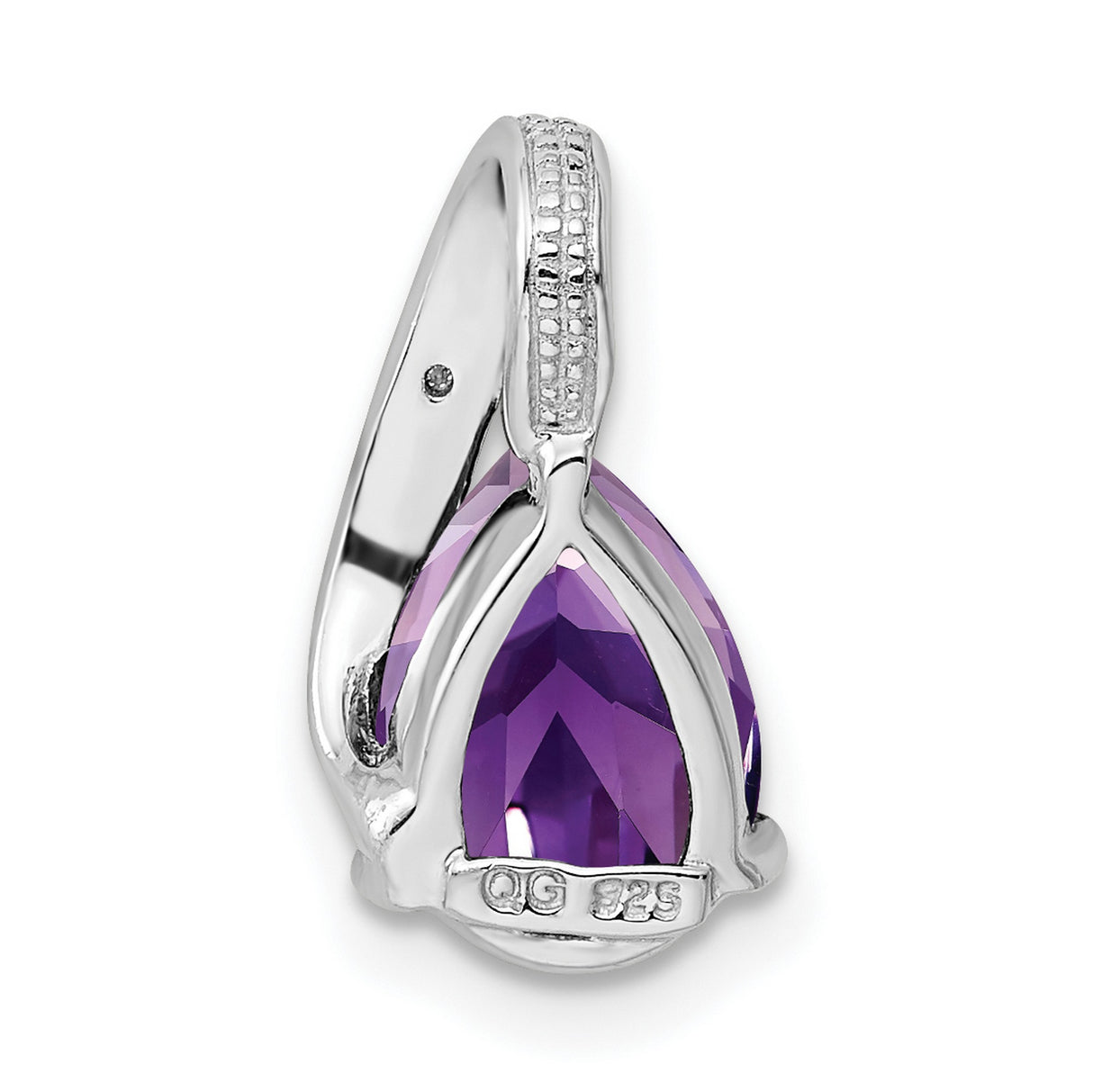 Amethyst and Diamond Teardrop 16x9mm 1.34ct Charm Pendant in Real 925 Sterling Silver