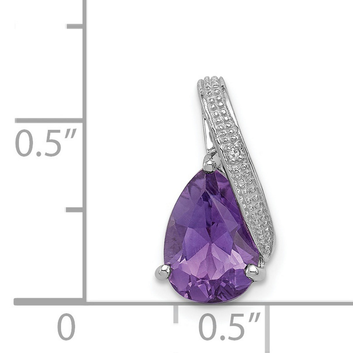 Amethyst and Diamond Teardrop 16x9mm 1.34ct Charm Pendant in Real 925 Sterling Silver
