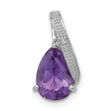 Amethyst and Diamond Teardrop 16x9mm 1.34ct Charm Pendant in Real 925 Sterling Silver