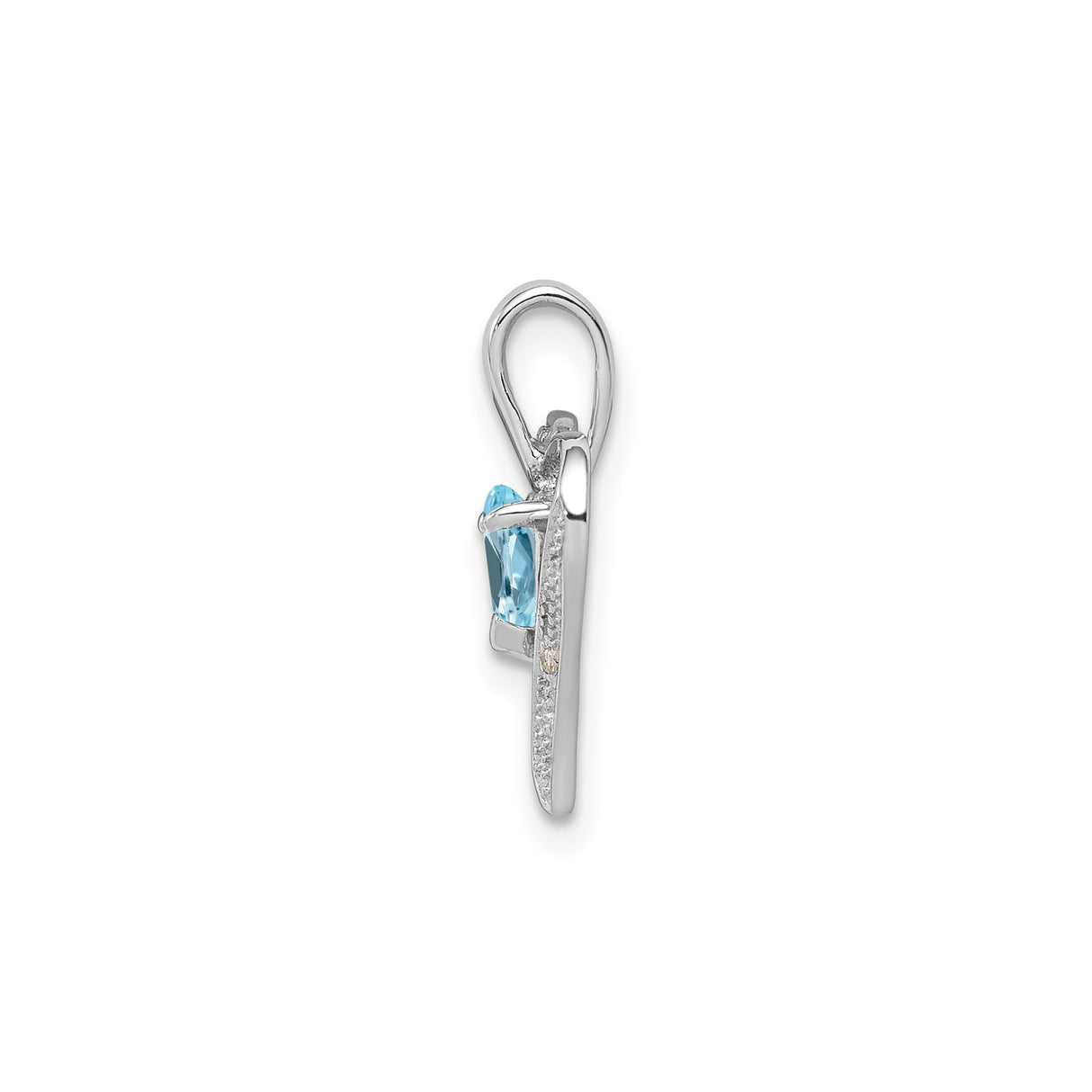 Sterling Silver Heart Pendant with Sky Blue Topaz and Diamond Accents