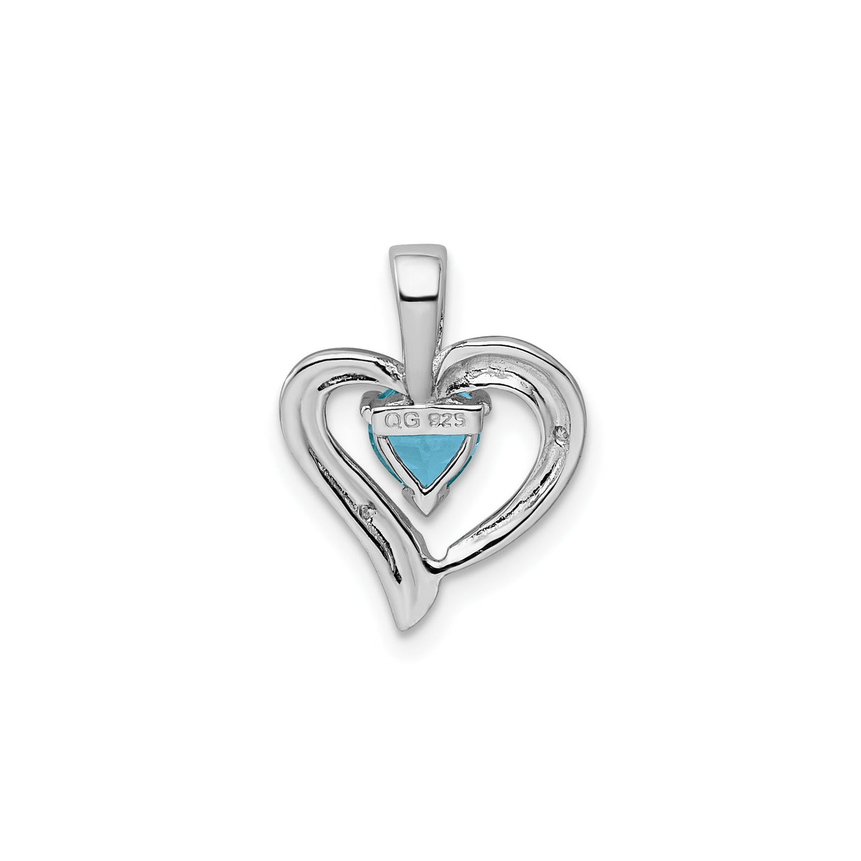 Sterling Silver Heart Pendant with Sky Blue Topaz and Diamond Accents