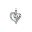 Sterling Silver Heart Pendant with Sky Blue Topaz and Diamond Accents