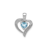Sterling Silver Heart Pendant with Sky Blue Topaz and Diamond Accents