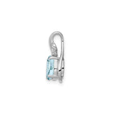 Sterling Silver Pendant with Aquamarine and Diamond, Oval Gemstone and Swirl Bail Design