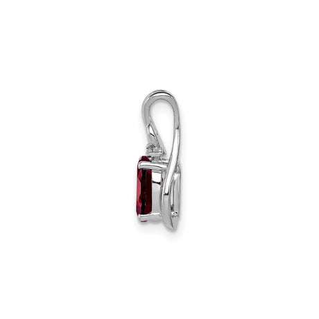 Sterling Silver Pendant with Garnet and Diamond Accents in Swirl Design