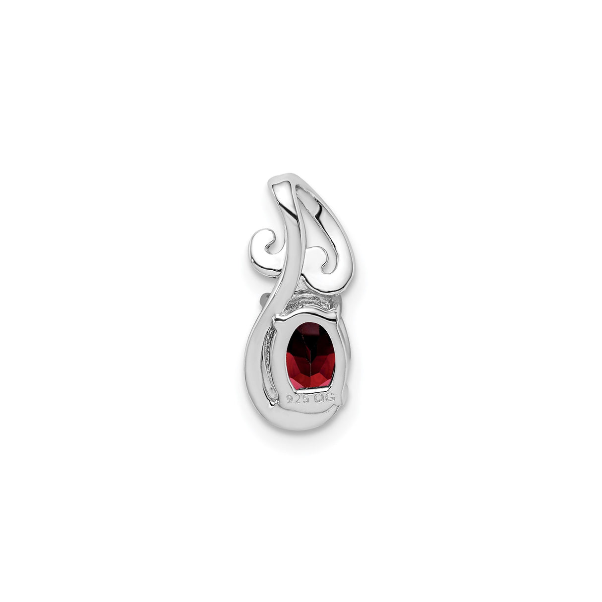 Sterling Silver Pendant with Garnet and Diamond Accents in Swirl Design