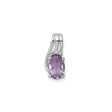 Sterling Silver Pendant with Oval Amethyst and Diamond Accents, Modern Design for Women