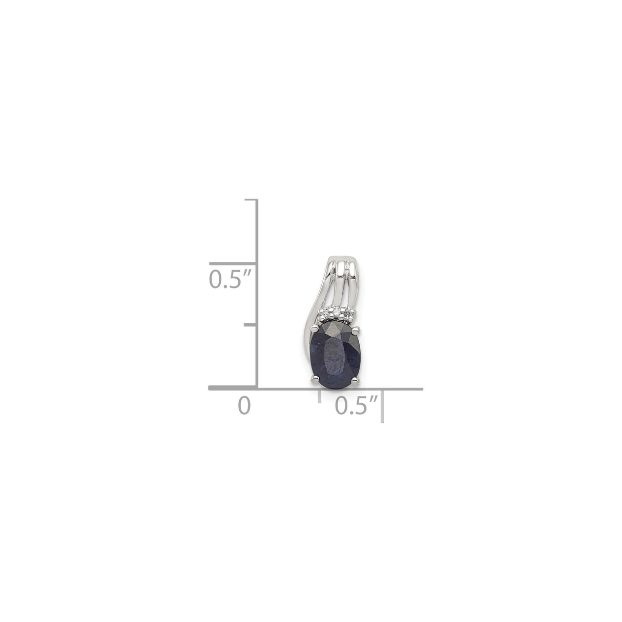 Sterling Silver Pendant with Sapphire and Diamond Accents, Oval Cut, Modern Chic Style