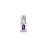 Sterling Silver Pendant with Amethyst, Emerald Cut, Abstract Bail, Geometric Design