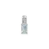 Sterling Silver Pendant with Aquamarine, Rectangle Cut, Floral Bail, Minimalist Filigree Design