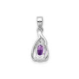Sterling Silver Amethyst Pendant with Diamond Accents, Swirl Design February Birthstone Jewelry