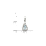 Sterling Silver Pendant with Oval Aquamarine and Diamond Accents, Teardrop Design for Women