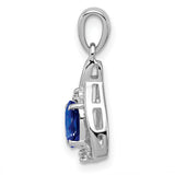 Sapphire and Diamond Oval 15x7mm 0.61ct Charm Pendant in Real 925 Sterling Silver