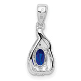 Sapphire and Diamond Oval 15x7mm 0.61ct Charm Pendant in Real 925 Sterling Silver