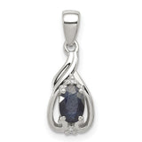 Sapphire and Diamond Oval 15x7mm 0.61ct Charm Pendant in Real 925 Sterling Silver