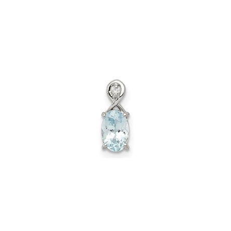 Sterling Silver Infinity Pendant with Aquamarine and Diamond Accents, Minimalist Jewelry for Women