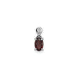 Sterling Silver Pendant with Oval Garnet and Diamond Accent, Twisted Bail Design, January Birthstone