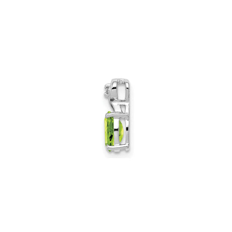 Sterling Silver Pendant with Peridot and Diamond, Oval Cut, Infinity Twist Design