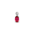 Sterling Silver Pendant with Oval Ruby and Diamond Accent, Twist Bail, July Birthstone