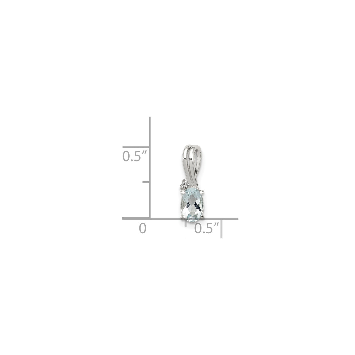 Sterling Silver Pendant with Oval Aquamarine and Diamond Accent, Minimalist Style for Women