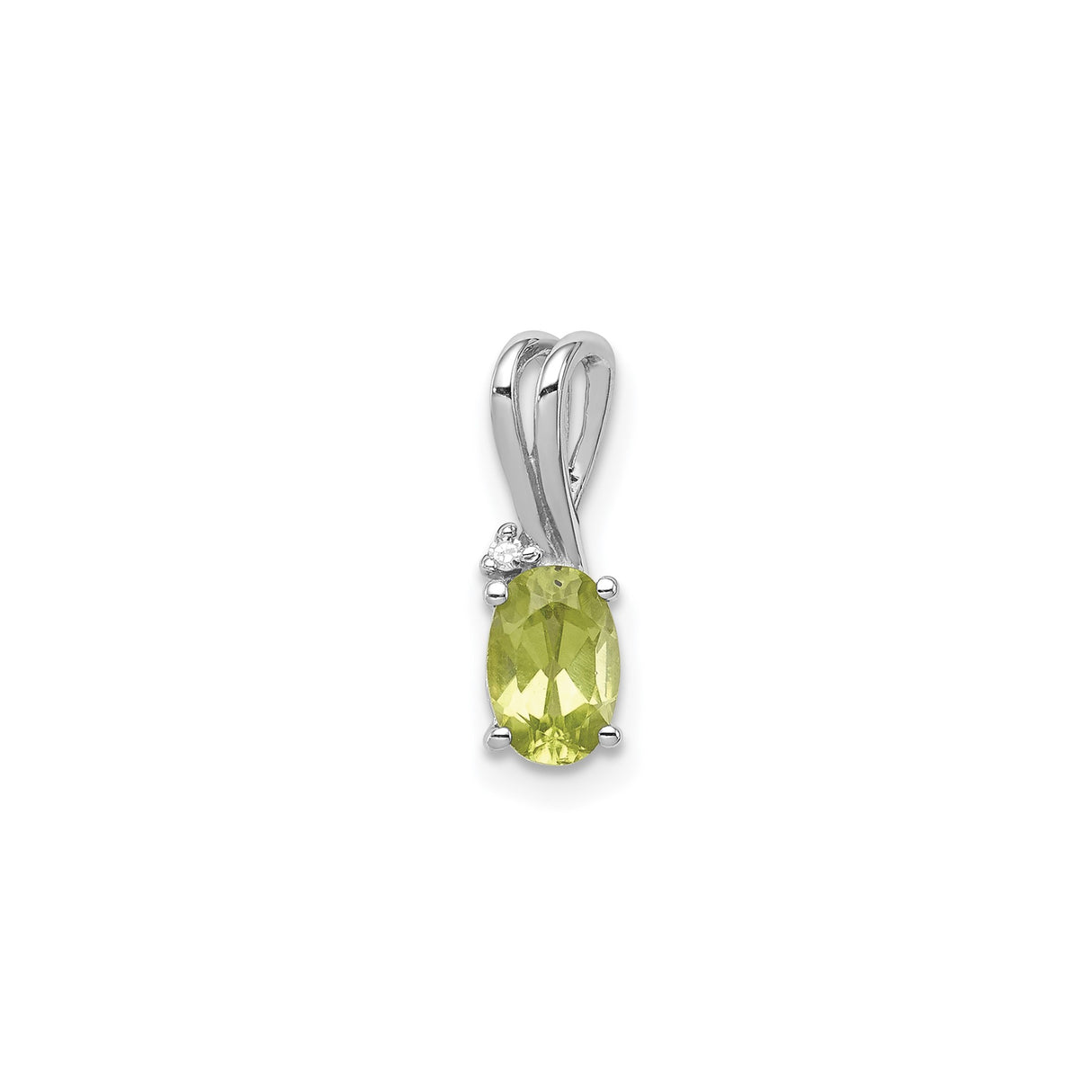 Sterling Silver Peridot Pendant with Diamond Accent and Twisted Bail Design for Women
