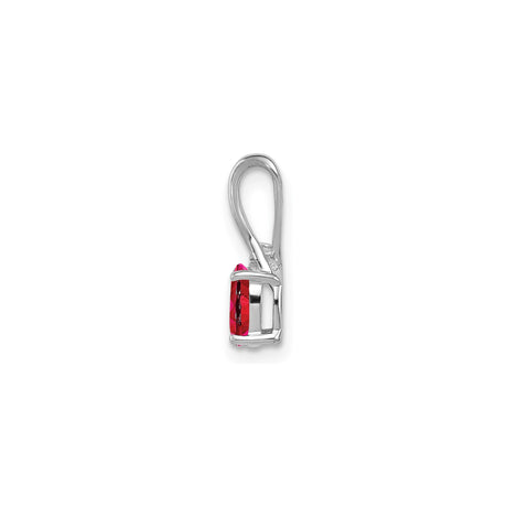 Sterling Silver Pendant with Oval Ruby and Diamond Accent, Romantic Jewelry for Women