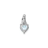 Sterling Silver Heart Pendant with Aquamarine and Diamond Accents, Romantic Design for Women