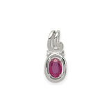 Sterling Silver Ruby Pendant with Diamond Accents, Abstract Bail Design, July Birthstone Jewelry