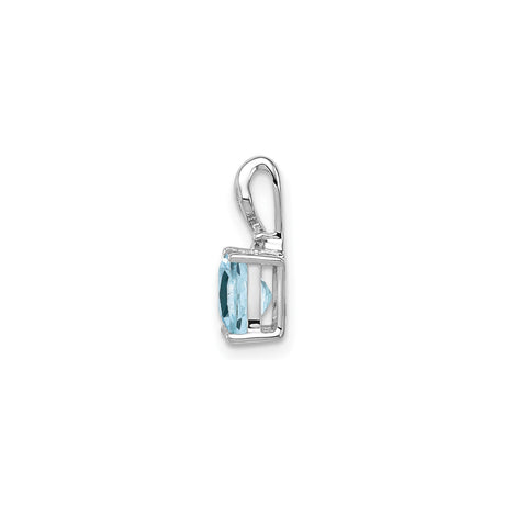 Sterling Silver Pendant with Aquamarine and Diamond, Modern Minimalist Design for Women