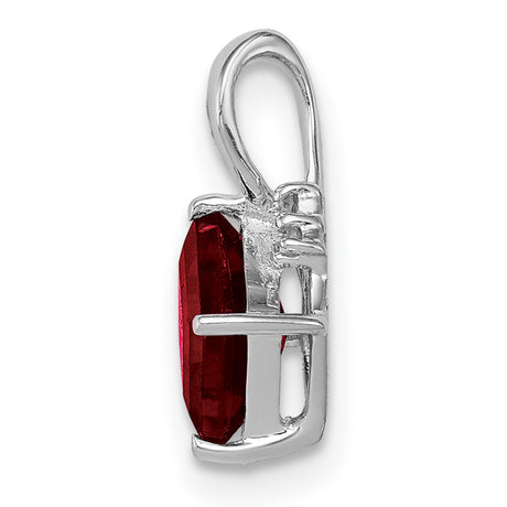 Garnet and Diamond Square 13x6mm 0.7ct Charm Pendant in Real 925 Sterling Silver