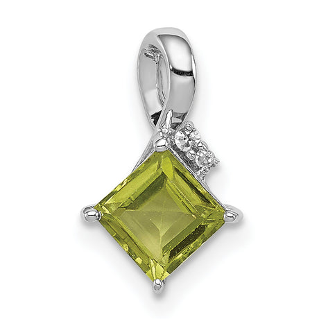 Sterling Silver Pendant with Peridot and Diamond Accents, August Birthstone Jewelry for Women