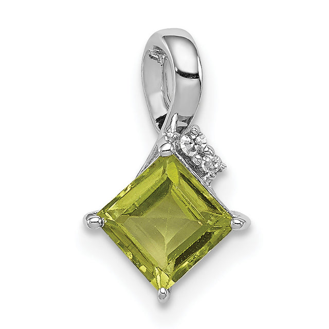Sterling Silver Pendant with Peridot and Diamond Accents, August Birthstone Jewelry for Women
